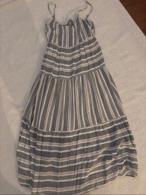 Blu Pepper Striped Maxi Dress in Blue and White